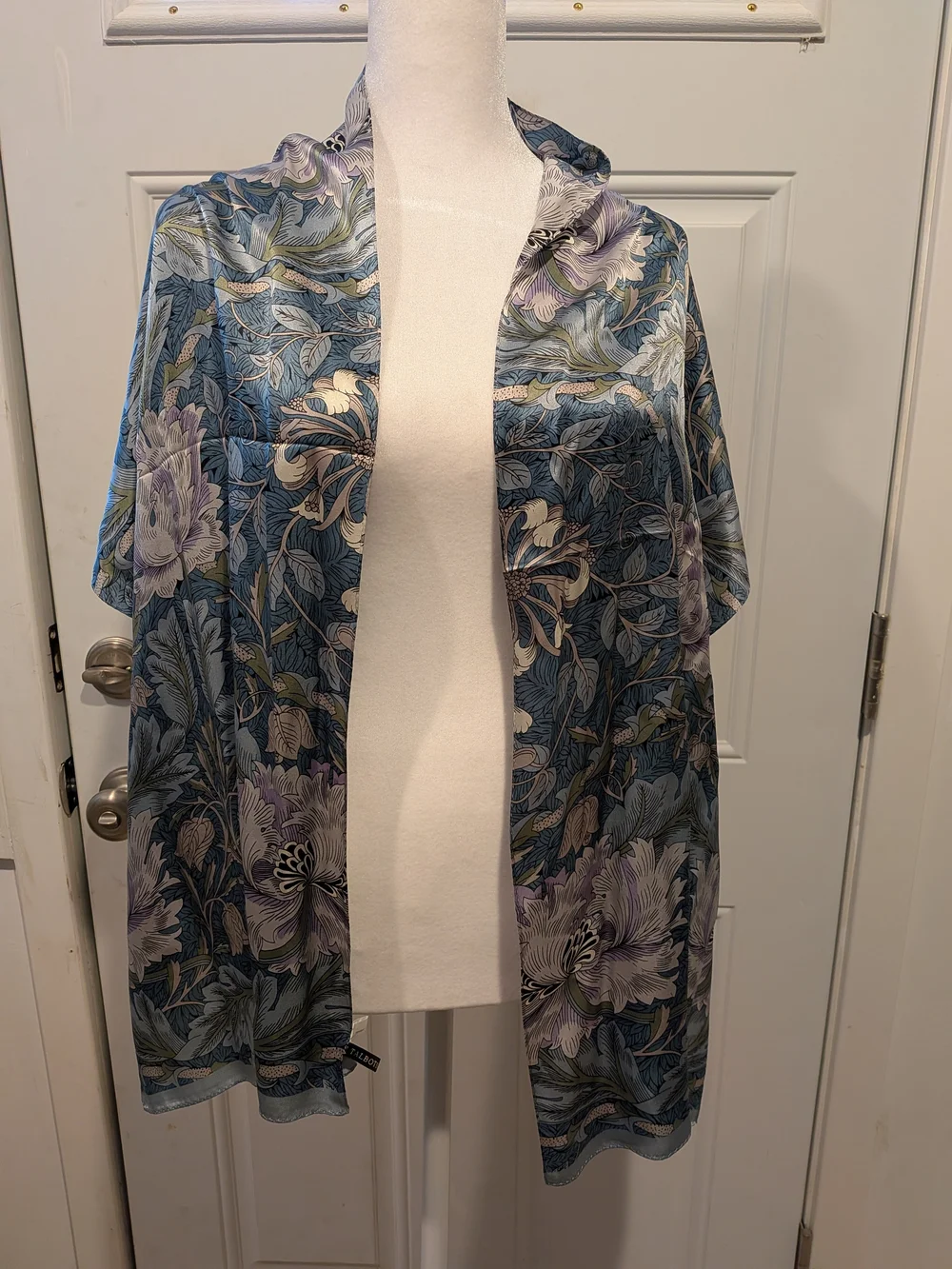 Talbots Blue and Lavender Floral Silk Wrap